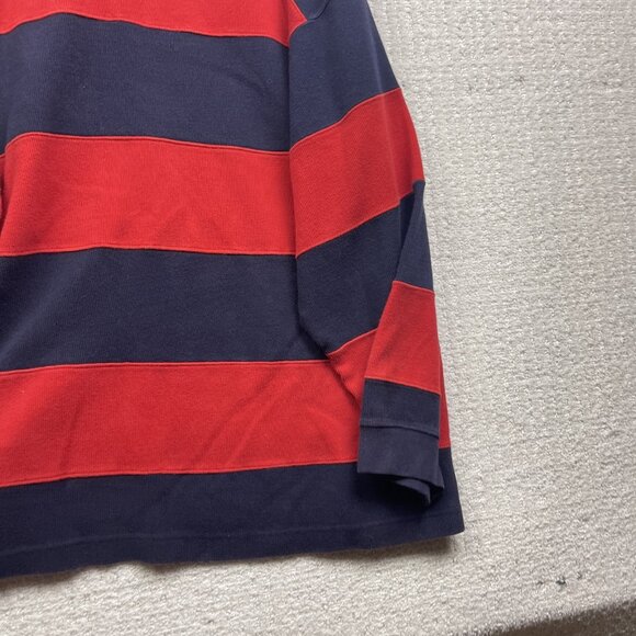 VTG Brooklyn Cloth Long Sleeve Heavy Rugby Polo shirt Sz XL Red / Blue Y2K - Picture 13 of 13
